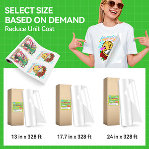 DTF Transfer Paper Roll Cool Peel Eco Paper 13in/17.7in/24in x 328 ft