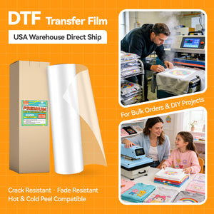 DTF Transfer Film Roll Hot Peel PET 13in/17.7in/24in x 328 ft