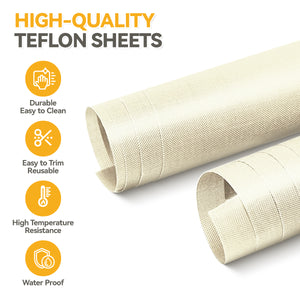 GIZMIX 3-Pack PTFE Teflon Heat Press Sheets – Non-Stick, Reusable, Waterproof & Heat-Resistant Mats for HTV, Ironing & Crafting