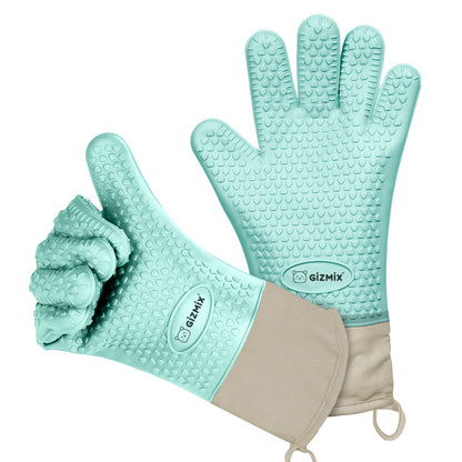 Guantes de silicona resistentes al calor GIZMIX: diseño antiescaldaduras de triple capa (hasta 250 °C), agarre antideslizante para horno, freidora de aire, barbacoa y sublimación. 