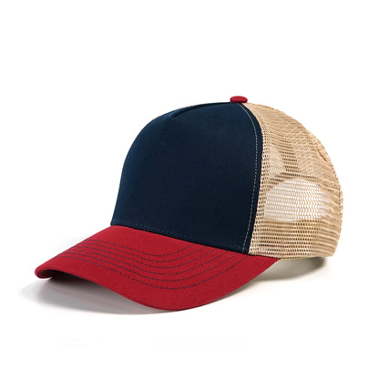 RANGELAB Vintage Mesh Trucker Hat – Red Brim Navy Front, Adjustable Snapback Breathable Outdoor Cap