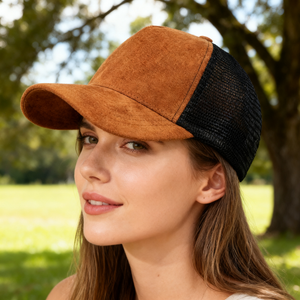 RANGELAB Faux Suede Trucker Hat with Mesh Back – Adjustable Snapback Baseball Cap for Men & Women