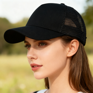 RANGELAB Black Mesh Trucker Hat – Adjustable Snapback Baseball Cap for Men & Women