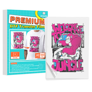 DTF Transfer Film A4/A3 Double Sided PET Hot Peel 100 Sheets