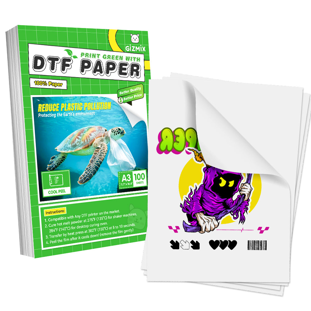 A3 (11.7" x 16.5") GIZMIX Eco-Friendly DTF Paper | Cool Peel - 100 Pack