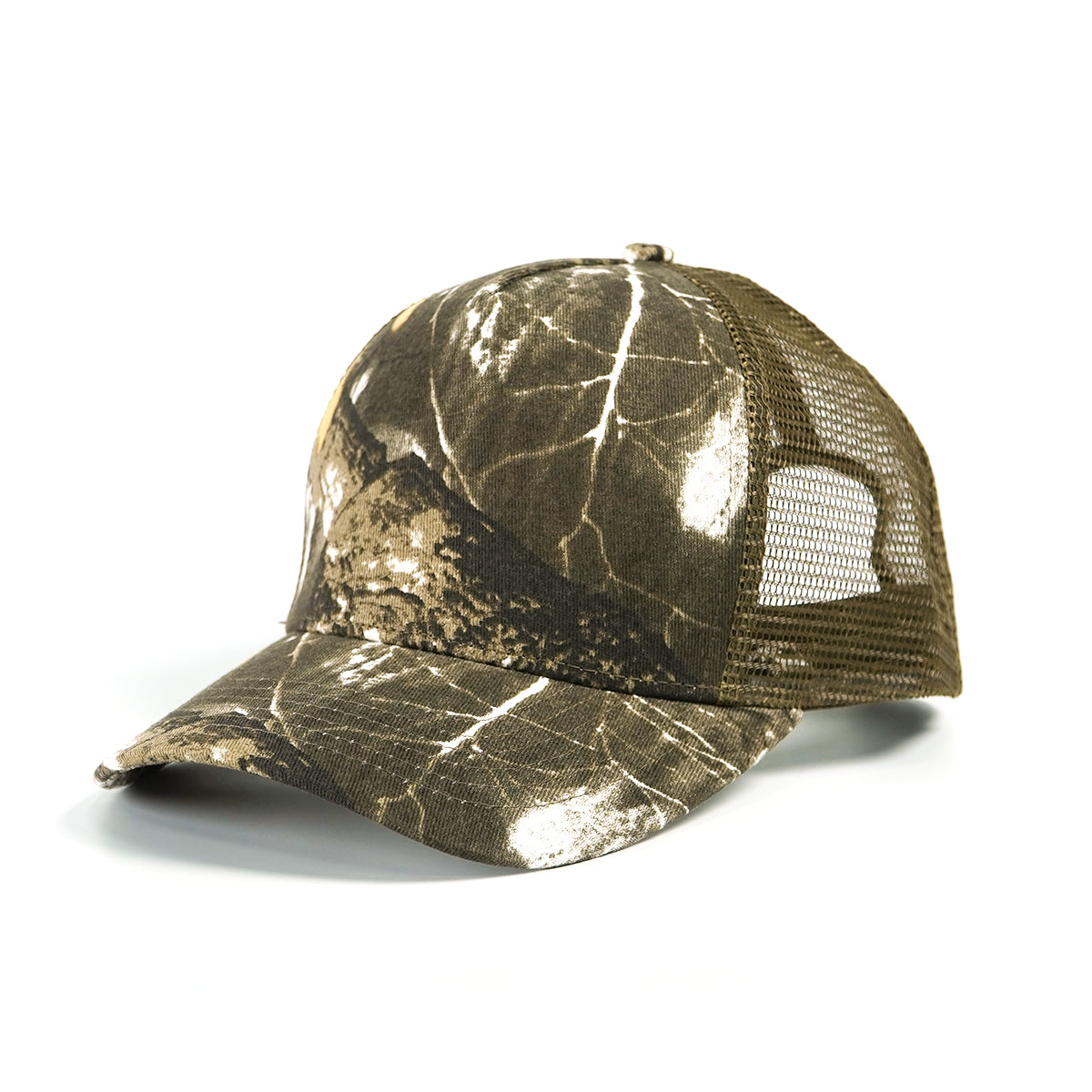 Brown Woodland Camo Trucker Hat – Breathable Mesh Back Adjustable Outdoor Baseball Cap