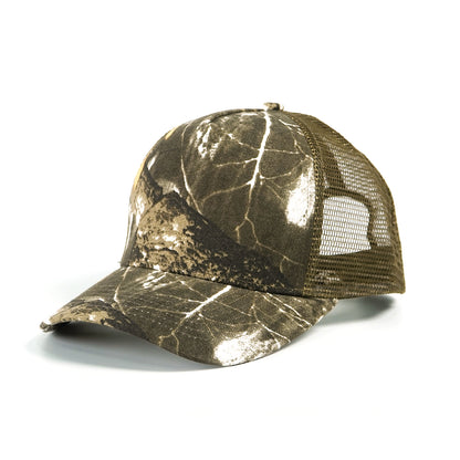 Brown Woodland Camo Trucker Hat – Breathable Mesh Back Adjustable Outdoor Baseball Cap
