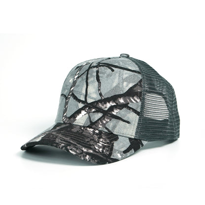 RANGELBA Grey Camouflage Trucker Hat Classic Mesh Snapback Baseball Cap
