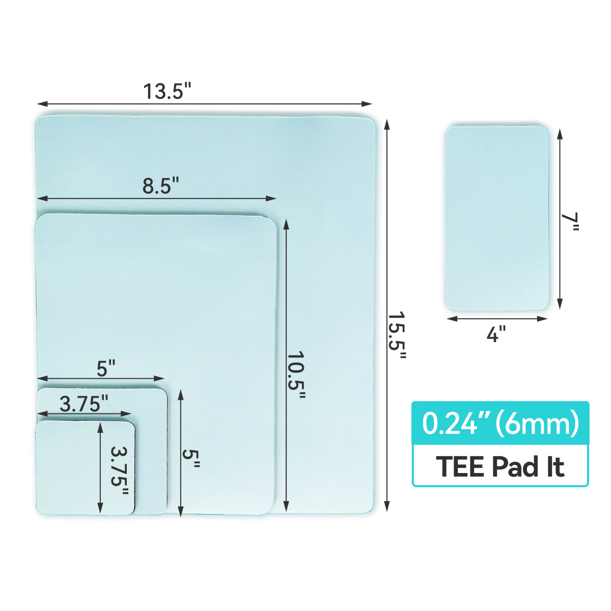 Tee Pad It! 5-Piece Heat Press Padding Set for Seamless, Even Pressure