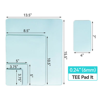 Tee Pad It! 5-Piece Heat Press Padding Set for Seamless, Even Pressure